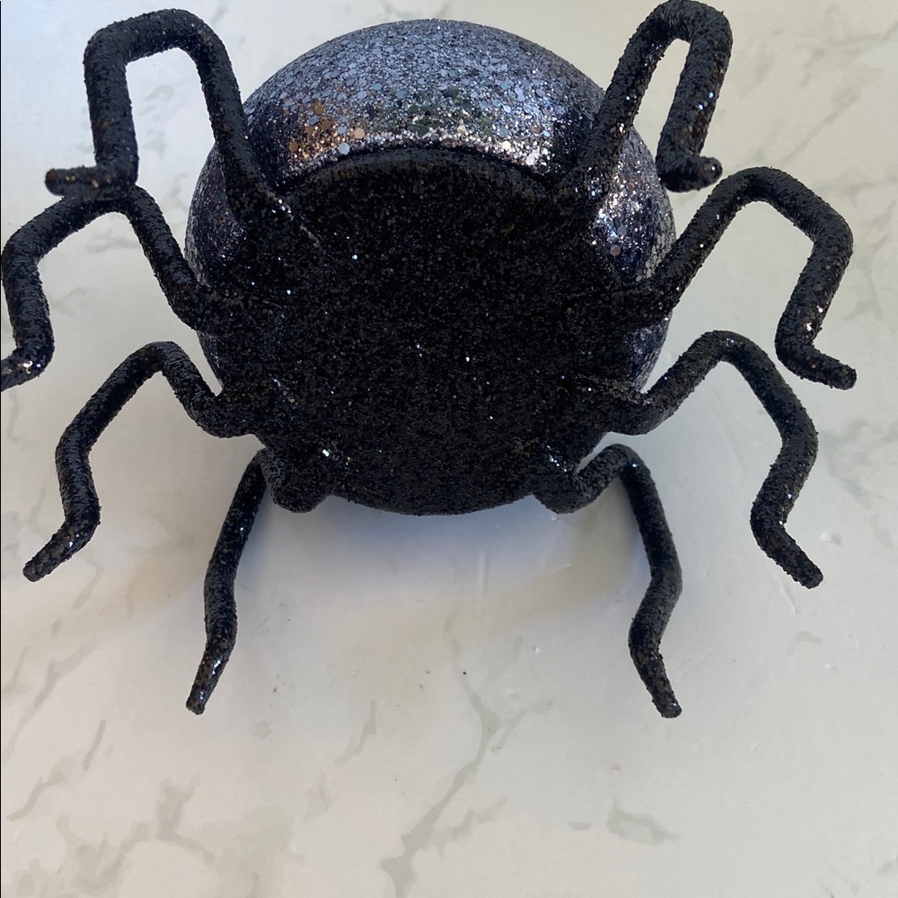 New Halloween Bath & Body Works Glitter Black Silver Bling Spider Candle Holder - Picture 5 of 7